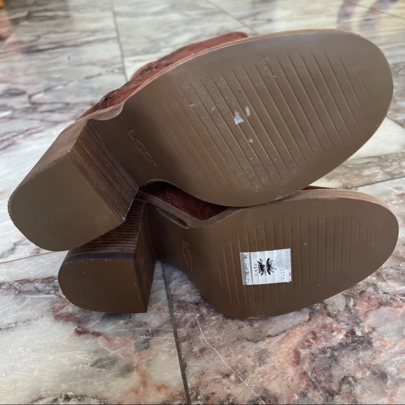 New Ugg Australia Maeva Mahogany Suede Heeled Boots Size 5 - Picture 8 of 10